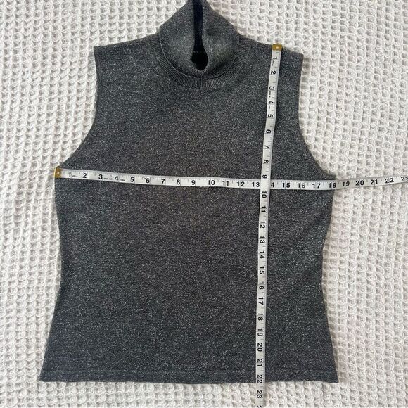 August Silk Gray Metallic Shimmer Silk Blend Cowl Cardigan Sweater Set Large - Picture 13 of 14